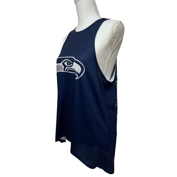 NFL Womens Seattle Seahawks Football Open Back Twist Tie Tank Top Large Stretch - Picture 3 of 8